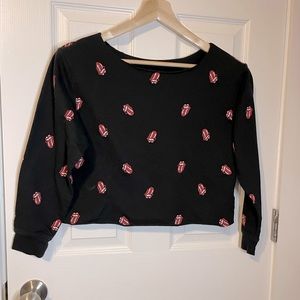 Bravado Rolling Stones black crop sweatshirt sz M